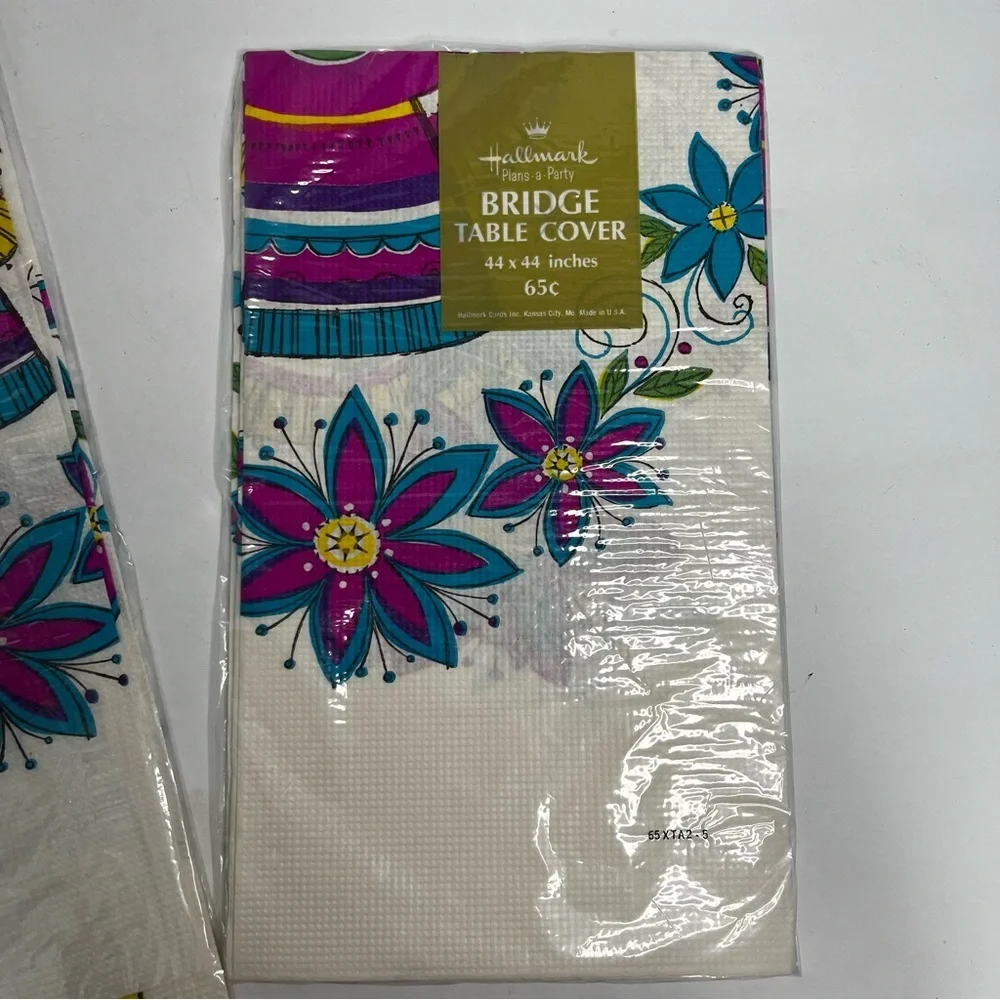 vintage hallmark paper tablecloths‎ peacock angel teal purple kitschy christmas